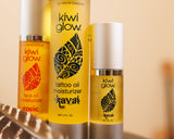 "Kiwi Glow tattoo aftercare oil, body oil, and face oil – clean, petroleum-free skincare for vibrant tattoos and healthy skin"