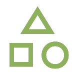 “Green geometric shapes icon for category visual styling.”