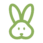 Green cruelty-free bunny icon on transparent background