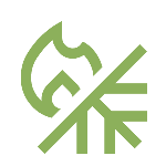 Green fire and snowflake icon illustrating warming and cooling properties