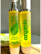 Kiwi Glow Verde Body Oil with citrus and cardamom for dry skin hydration